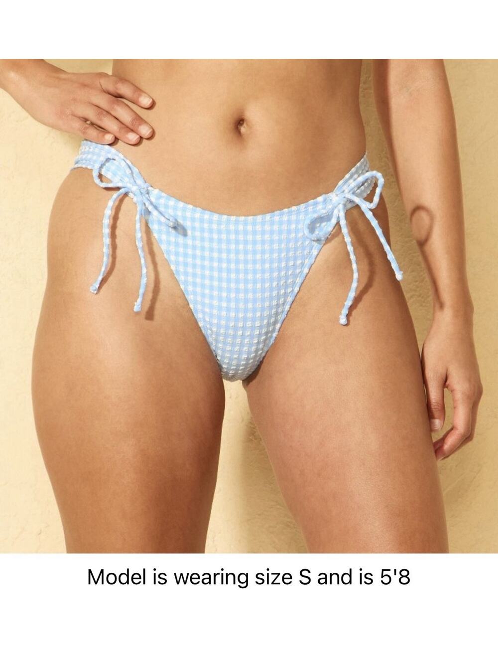NWT Wild Fable Blue White Gingham Seersucker Bikini Bottoms XXS 00 Extra Cheeky